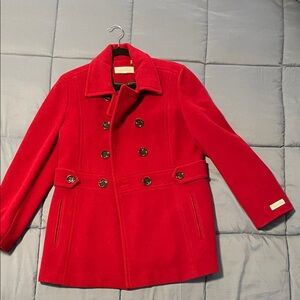 Calvin Klein Vibrant Red Double-Breasted Peacoat